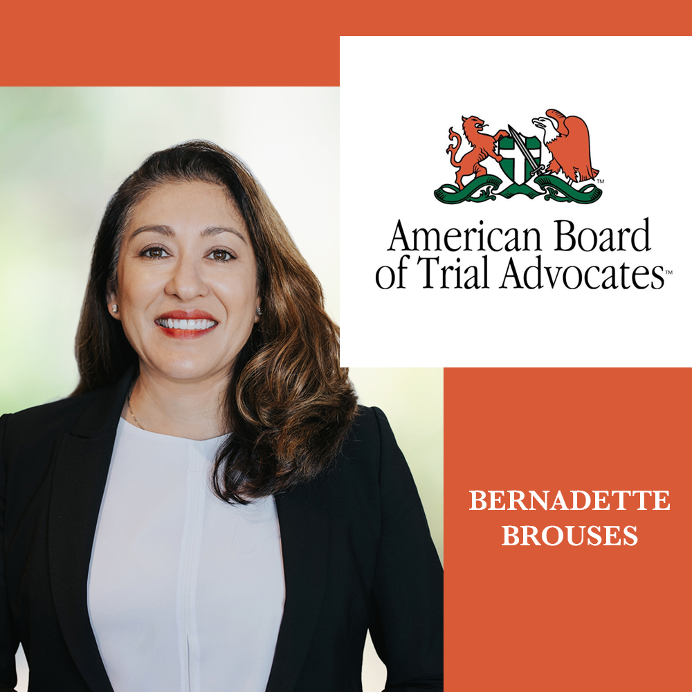 Bernadette Brouses welcomed into the American Board of Trial Advocates (ABOTA)